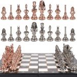 Luxury Egyptian Metal Chess Set with Folding Board
