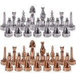 Egyptian Style 15" Chess Set with Folding Board