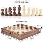 AMEROUS 15" Wooden Chess and Checkers Set