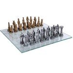 Romans vs Egyptians Chess Set with Glass Board
