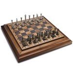Wooden Chess Set with Metal Pieces – 14 Inches