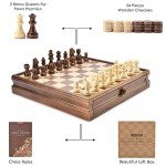 AMEROUS 15" Wooden Chess and Checkers Set