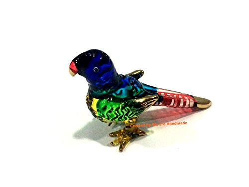 Glass Blown Parrot Figurine Collectible Ornament Miniature