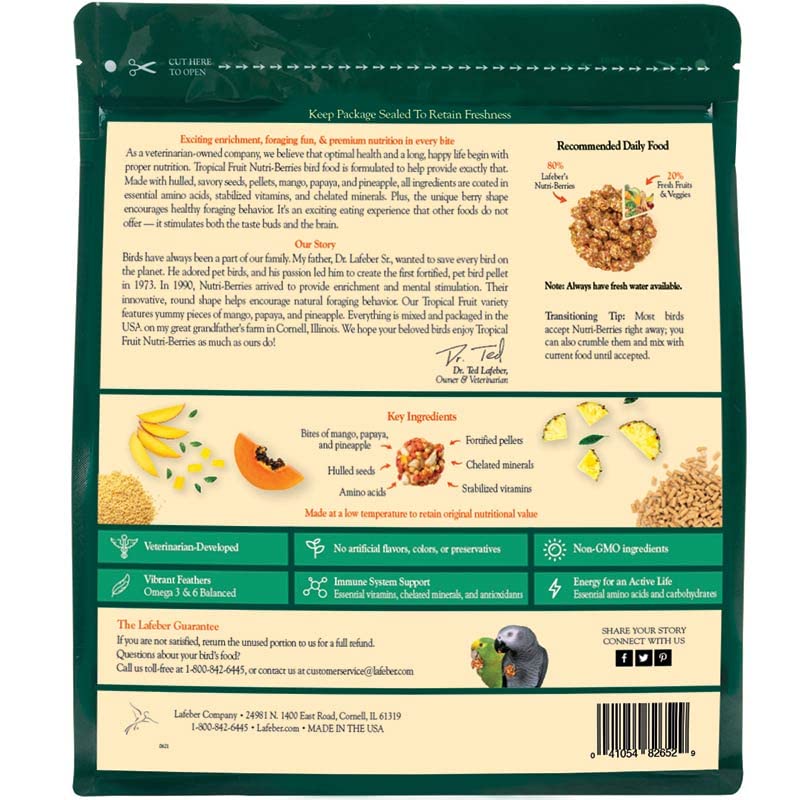 Tropical Fruit Nutri-Berries for Parrots, 3 lb