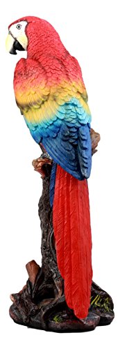Scarlet Macaw Parrot Tree Figurine: Vibrant Decor