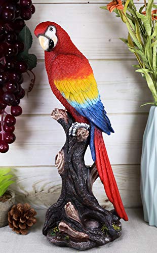 Scarlet Macaw Parrot Tree Figurine: Vibrant Decor