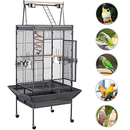Rolling Parrot Cage - Play Top Stand Included