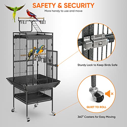 Large 61-inch Rolling Bird Cage - Black