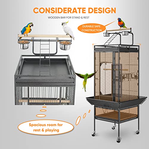 Large 61-inch Rolling Bird Cage - Black