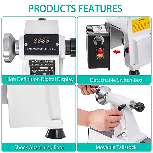 12" x 18" Wood Lathe with Variable Speed & Tools