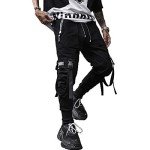 Black Techwear Joggers with Multi Pockets