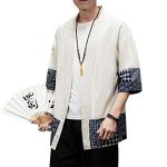 Men's Lightweight Casual Kimono Jacket - Seven Sleeves
