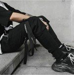 Black Techwear Joggers with Multi Pockets