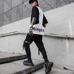 Black Techwear Joggers with Multi Pockets