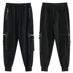 Black Techwear Joggers with Multi Pockets