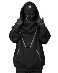 Japanese Streetwear Hoodie for Men - Black, XL