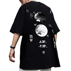 Black Graphic Tee for Men - Casual Hip Hop Style