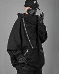 Japanese Streetwear Hoodie for Men - Black, XL