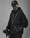 Japanese Streetwear Hoodie for Men - Black, XL