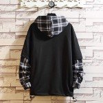Japanese Patchwork Character Hoodie for Men - Black