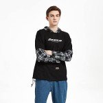 Japanese Patchwork Character Hoodie for Men - Black