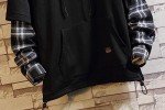 Japanese Patchwork Character Hoodie for Men - Black