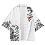 Stylish Men's Japanese Kimono Jacket and Shorts Set