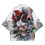 Stylish Men's Japanese Kimono Jacket and Shorts Set