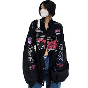 Women's Y2K Vintage Bomber Jacket - Black