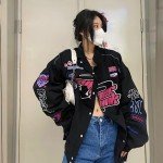 Women's Y2K Vintage Bomber Jacket - Black