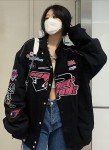 Women's Y2K Vintage Bomber Jacket - Black