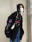 Women's Y2K Vintage Bomber Jacket - Black