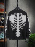 Men's Black Skeleton Pattern Cardigan Sweater