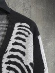 Men's Black Skeleton Pattern Cardigan Sweater