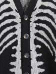 Men's Black Skeleton Pattern Cardigan Sweater