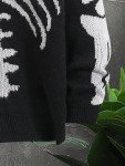 Men's Black Skeleton Pattern Cardigan Sweater