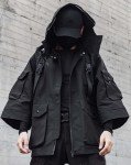 Niepce Inc Men's Black Techwear 3/4 Sleeve Jacket