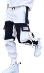 Ambcol Men’s White Punk Cargo Jogger Pants