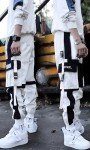 Ambcol Men’s White Punk Cargo Jogger Pants