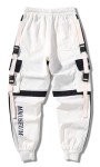 Ambcol Men’s White Punk Cargo Jogger Pants