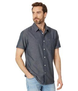 Quiksilver Men's Shoreline Button Up Top - Dark Navy