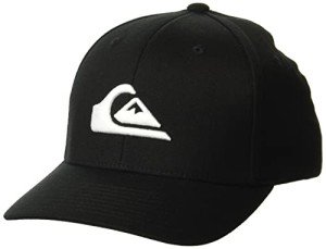 Quiksilver Men's Mountain & Wave Stretch Fit Curve Brim Hat, Black/White, Large