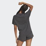adidas Women's Plus Size Future Icons Winners 3.0 T-Shirt, Black Melange/Grey, 2X