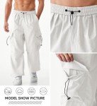JMIERR Parachute Pants for Men Fasion Loose Fit Wide Leg Rap Pants with Drawstring High Waist Retro 80s,US 38(XL),Snow White