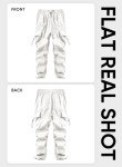 JMIERR Parachute Pants for Men Fasion Loose Fit Wide Leg Rap Pants with Drawstring High Waist Retro 80s,US 38(XL),Snow White