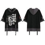 XYXIONGMAO Techwear Shirt Japanese Streetwear Hip Hop Shirts for Men Graphic T Alphabet Design Workwear Casual Short-Sleeved Men's Loose Couple T-Shirt Gothic Hoodie（Black-L）