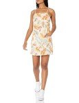 Billabong Women's Straight Round Woven Mini Sundress Dress, White/Multi, Medium