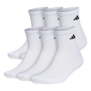 adidas Men's Athletic Cushioned Quarter Socks with Arch Compression for a Secure fit (6-Pair), White/Black, X-Large