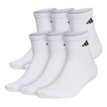 adidas Men's Athletic Cushioned Quarter Socks with Arch Compression for a Secure fit (6-Pair), White/Black, X-Large