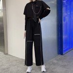 GAI Women's Alt Emo Button Down Shirt Gothic Blouse Techwear Dark Academia Preppy Clothes Aesthetic Japanese Harajuku Streetwear (M,A)